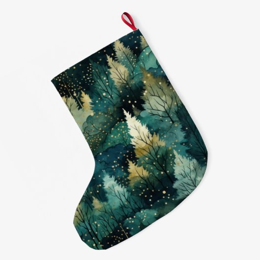 Groen Geel Gouden Bomen Kerstnaam Grote Kerstsok (Achterkant (Hangend))