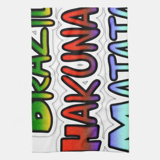 Groen Geel Gouden Brazilië Hakuna Matata Art Print Theedoek (Verticaal)