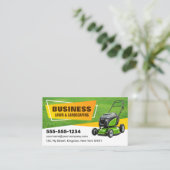 Groen Geel Gras Lawn Care & Landscaping Service Visitekaartje (Staand voorkant)
