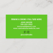 Groen Geel Grasmaaien Visitekaartje (Achterkant)