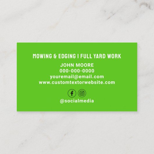 Groen Geel Grasmaaien Visitekaartje (Achterkant)