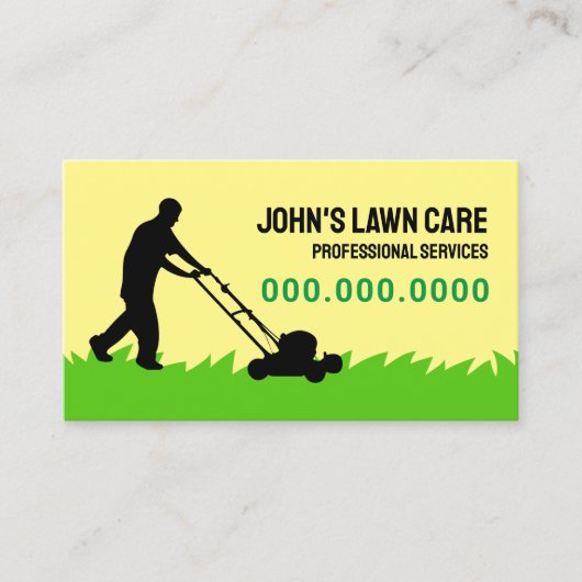 Groen Geel Grasmaaien Visitekaartje (Voorkant)