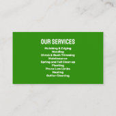 Groen Geel Grasverzorging, maaien en Landschapsarc Visitekaartje (Achterkant)