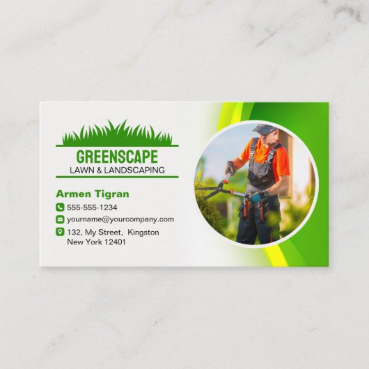 Groen Geel Grasverzorging, maaien en Landschapsarc Visitekaartje (Voorkant)
