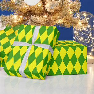 Groen Geel Harlekijn Geruit Ontwerp Cadeaupapier
