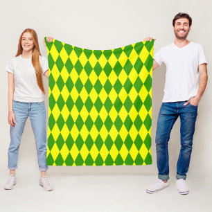 Groen Geel Harlekijn Geruit Ontwerp Fleece Deken