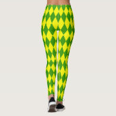 Groen Geel Harlekijn Geruit Ontwerp Leggings (Achterkant)