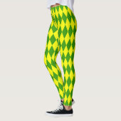 Groen Geel Harlekijn Geruit Ontwerp Leggings (Links)