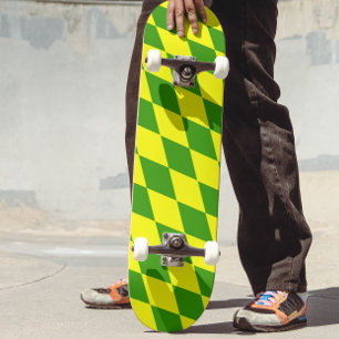 Groen Geel Harlekijn Geruit Ontwerp Persoonlijk Skateboard