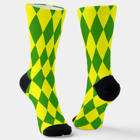 Groen Geel Harlekijn Geruit Ontwerp Sokken
