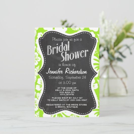 Groen-Geel Hawaiiaans Tropisch; Chalkboark look Kaart (Staand voorkant)