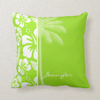 Groen-geel Hawaiiaanse tropische hibiscus; Palm Kussen