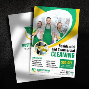 Groen Geel Huis Schoonmaak Huishoudelijke Hulp Maa Flyer