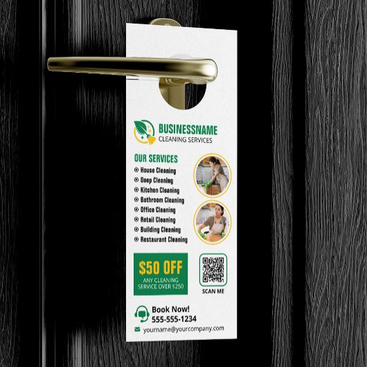 Groen Geel Huis Schoonmaak Huishoudster Deurhanger