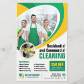 Groen Geel Huis Schoonmaak Huishoudster Flyer (Voorkant)