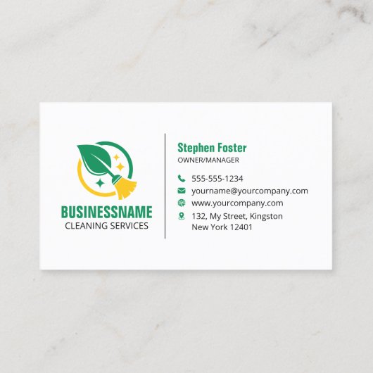 Groen Geel Huis Schoonmaak Huishoudster Visitekaartje (Achterkant)