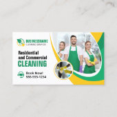 Groen Geel Huis Schoonmaak Huishoudster Visitekaartje (Voorkant)