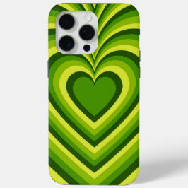Groen geel hypnotic Heart Love Patroon iPhone 15 Pro Max Hoesje