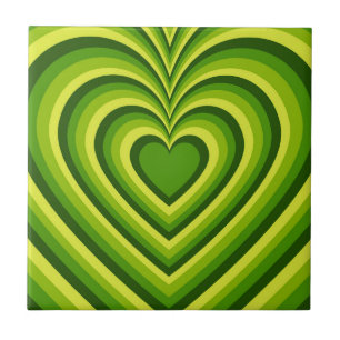 Groen geel hypnotic Heart Love Patroon Tegeltje