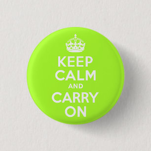 Groen geel kalm houden en doorgaan ronde button 3,2 cm