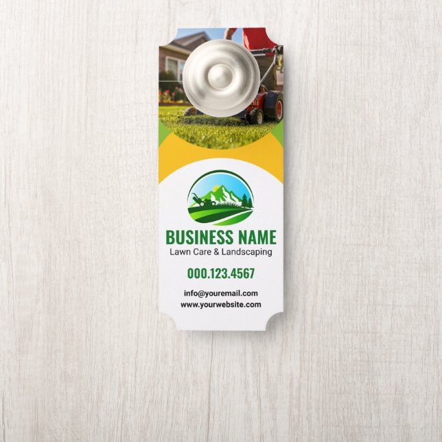 Groen Geel Landscaping Maaibedrijf Deurhanger (Op knop)
