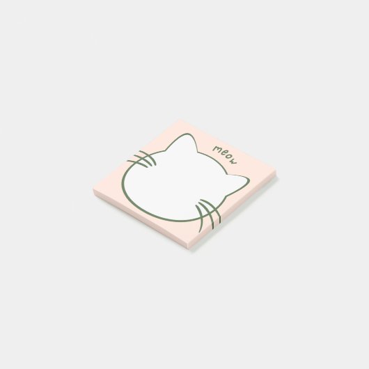 Groen Geel Leuke Kat Vorm Meow Post-it® Notes (Schuin)
