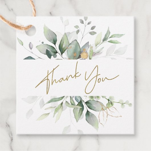 Groen Geel Loof Eucalyptus Bedankt Bedankjes Labels (Voorkant)