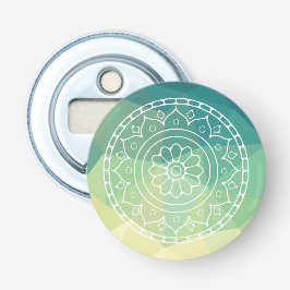 Groen Geel Mandala Inspiratie Harmonie Bloem Button Flesopener