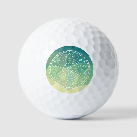 Groen Geel Mandala Inspiratie Harmonie Bloem Golfballen (Voorkant)