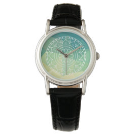 Groen Geel Mandala Inspiratie Harmonie Bloem Horloge