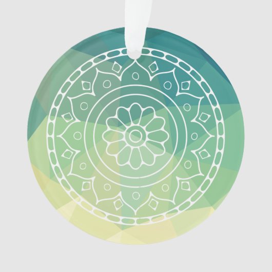 Groen Geel Mandala Inspiratie Harmonie Bloem Ornament (voorkant)