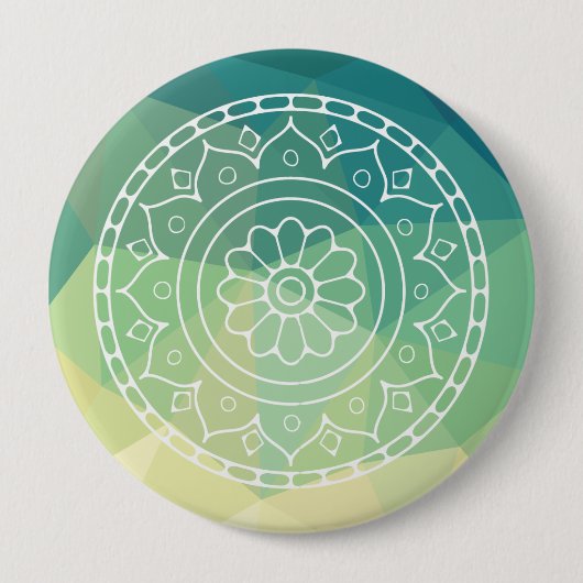 Groen Geel Mandala Inspiratie Harmonie Bloem Ronde Button 4,0 Cm (Voorkant)
