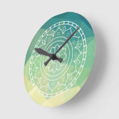 Groen Geel Mandala Inspiratie Harmonie Bloem Ronde Klok (Hoek)