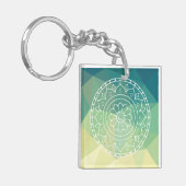 Groen Geel Mandala Inspiratie Harmonie Bloem Sleutelhanger (Voorkant Links)