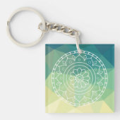 Groen Geel Mandala Inspiratie Harmonie Bloem Sleutelhanger (Voorkant)
