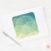 Groen Geel Mandala Inspiratie Harmonie Bloem Vierkante Sticker (Envelop)