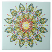  Groen Geel Mandala Tegeltje (Voorkant)