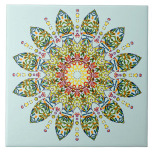  Groen Geel Mandala Tegeltje