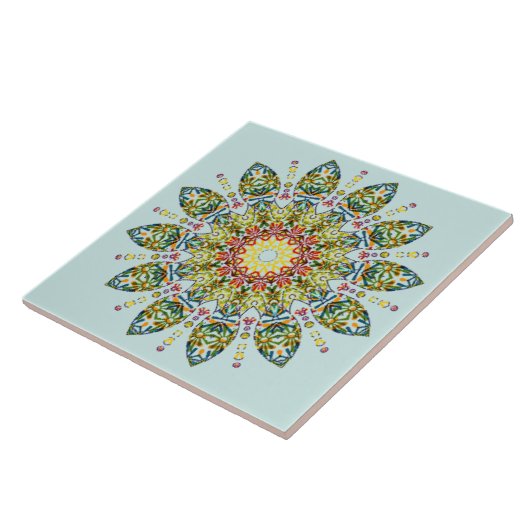  Groen Geel Mandala Tegeltje (Zijkant)