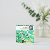 Groen Geel Marmer Abstract QR Code Social Media Vierkante Visitekaartje (Staand voorkant)