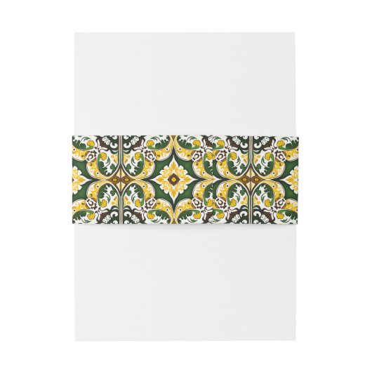 Groen geel Mediterraan  tegel bruiloft Uitnodigingen Wikkel (Achterkant Voorbeeld)