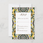 Groen geel Mediterraans tegels bruiloft RSVP Kaartje (Voorkant)
