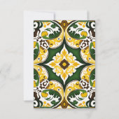 Groen geel Mediterraans tegels bruiloft RSVP Kaartje (Achterkant)