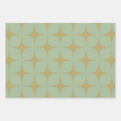 Groen Geel Mid Century Modern Elegant Boho Inpakpapier Vel (Voorkant)