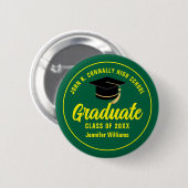 Groen Geel Middelbare School Afstuderen Aangepaste Ronde Button 5,7 Cm (Voorkant /achterkant)