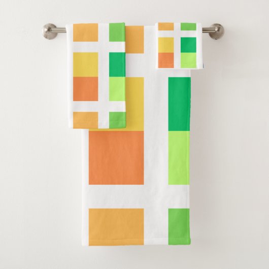 Groen Geel Minimale Vierkantjes Bad Handdoek (Insitu)