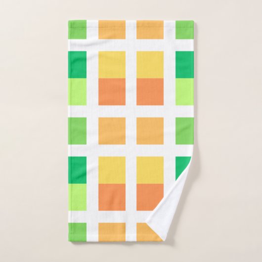 Groen Geel Minimale Vierkantjes Bad Handdoek (Handdoek)