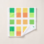 Groen Geel Minimale Vierkantjes Bad Handdoek (Wasdoekje)