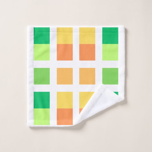 Groen Geel Minimale Vierkantjes Bad Handdoek (Wasdoekje)