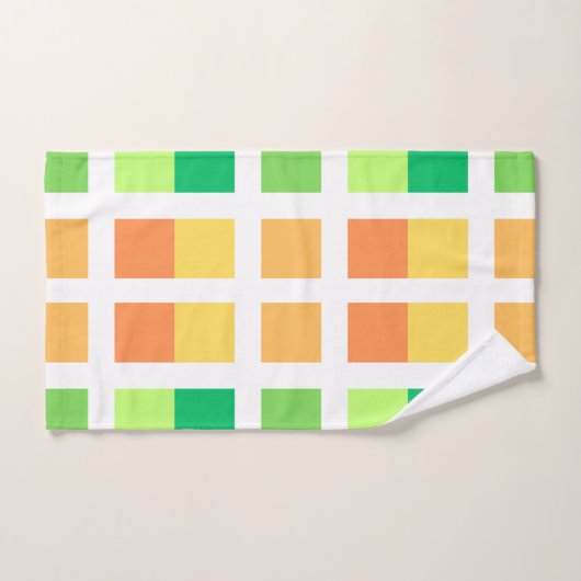 Groen Geel Minimale Vierkantjes Bad Handdoek (Handdoek)